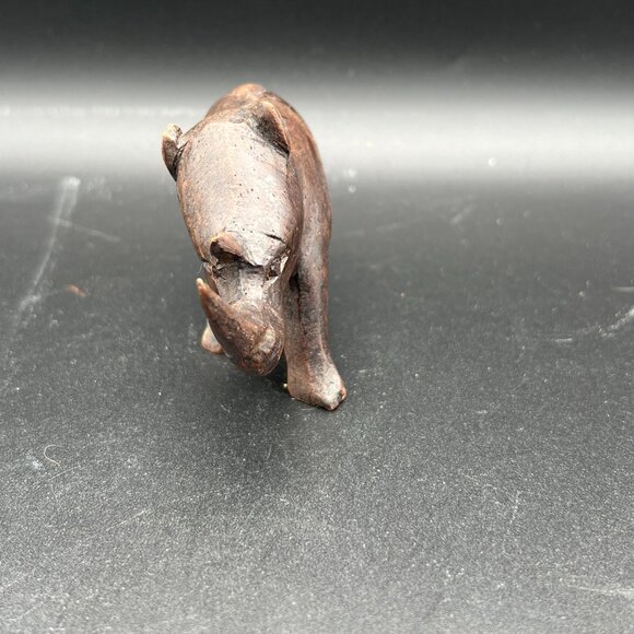 Vintage 1960s Hand Carved Wooden Rhinoceros - Picture 2 of 6